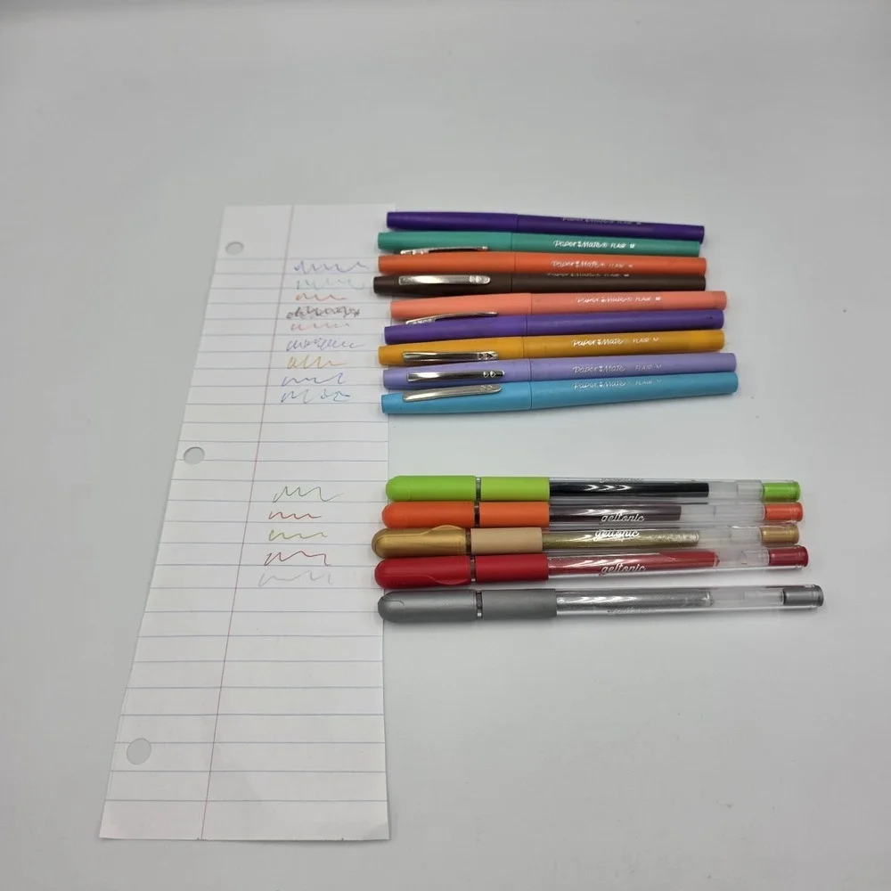 5 Linc Geltonic Gel Pens & 9 Paper Mate Flair Medium Pens MultiColor Crafts Arts